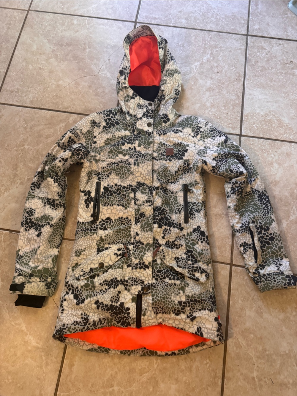 DC Women’s Camo Ski Jacket with Bright Orange Lining